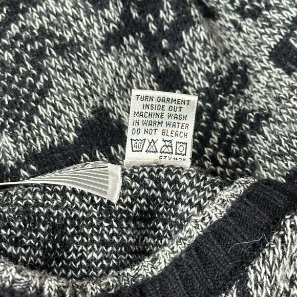 Vtg Crewneck Sweater Mens Large Grey Black Wool Blend Grandpa Biggie Cosby 90s - Picture 8 of 8